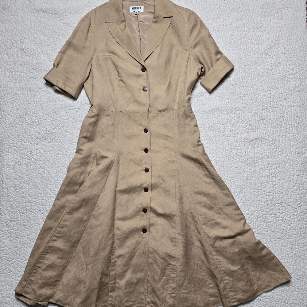 Kasper Linen Blend Short Sleeve Midi Dress Size 12 - Picture 4 of 16